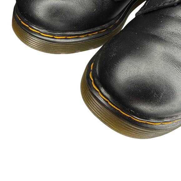 DR. MARTENS Jr. 1460 Black Softy Leather Lace Up & Side Zip Classic Iconic Boots - Picture 9 of 13